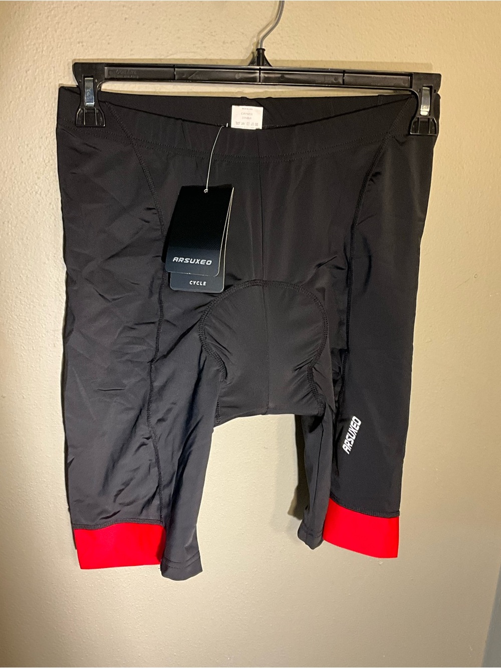 NWT Men’s Black Cycling Shorts with Red Cuffs L